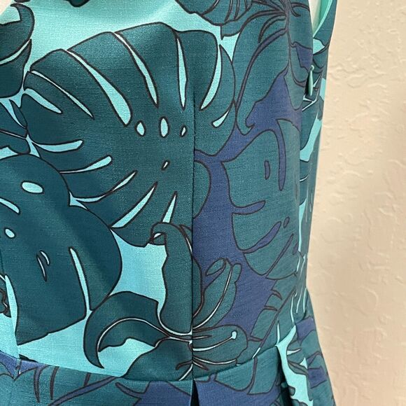 ~ Pink Martini Med Blue Green Tropical A-Line Sleeveless Lined Dress* - Pockets! - Picture 11 of 16